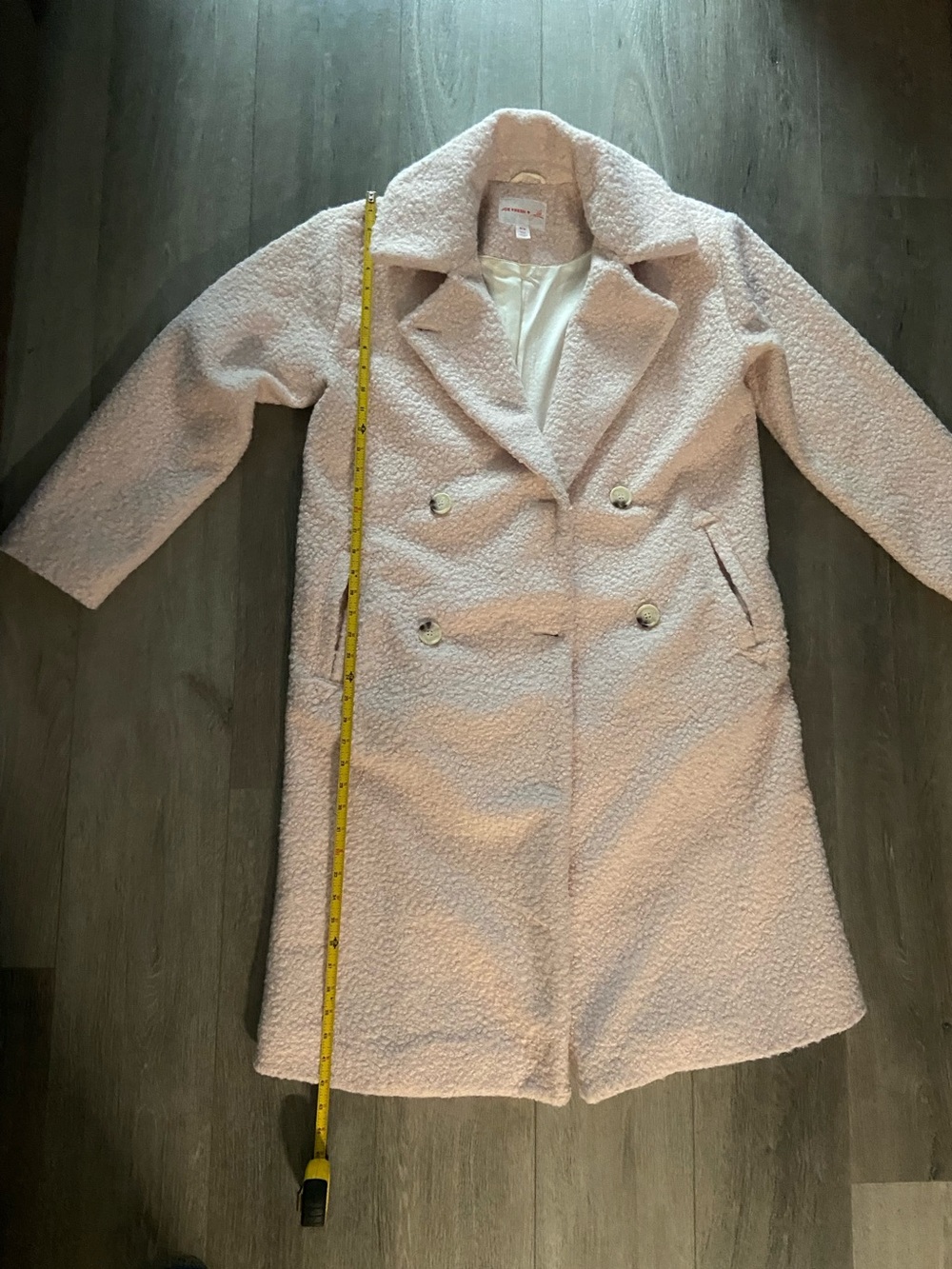 Joe Fresh Light Pink Teddy Bouclé Double-Breasted Coat - Picture 3 of 9